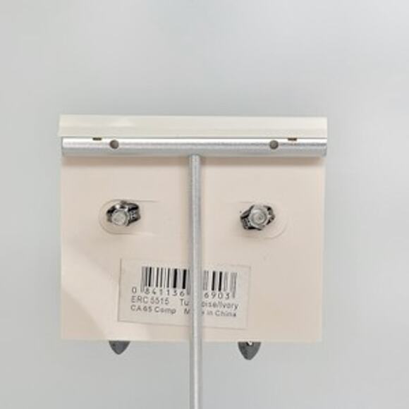 Amrita Crystal Round Baguette Pear Cyan & Ivory Color Stud Earrings - Picture 4 of 4